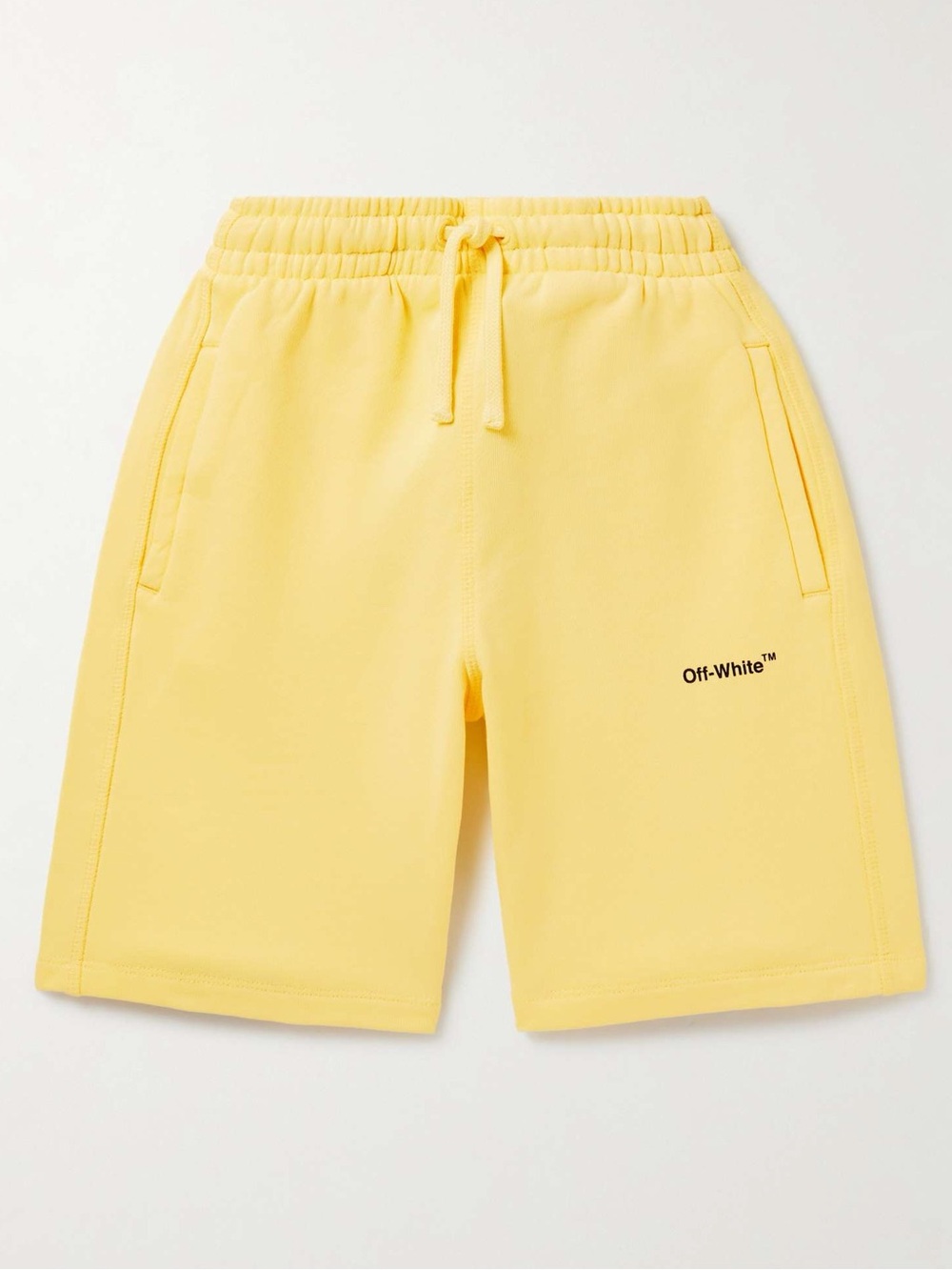 Off-White Kids Yellow Logo-Print Athletic Shorts